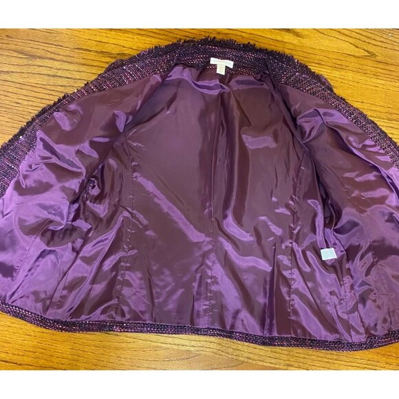 Charter Club L Button Up Jacket Purple Polyester Lining Acrylic Material Shell - Picture 5 of 12